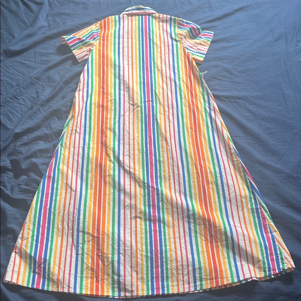 100% Cotton Christopher John Rogers rainbow size 2 midi dress natural fibers - Picture 7 of 10